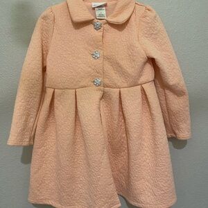 Peach Quilted Coat with Floral Buttons